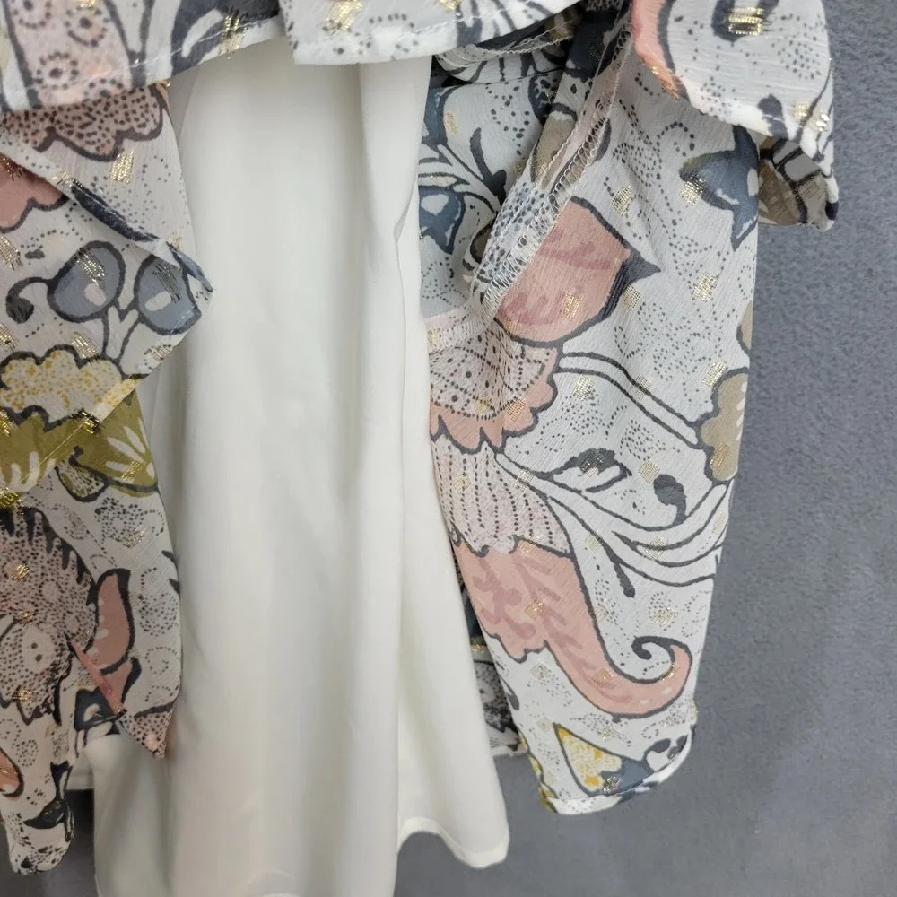 Loft Shift Dress Women's XS Multicolor Floral Lined Round Neck Short Sleeve Boho